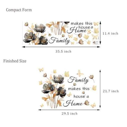 Gold Family Wall Decals Inspirational Wall Quotes Wall Stickers Family Make This House a Home Removable Peel and Stick for Home Decor (Golden Black)