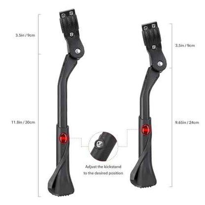 Bike Kickstand for 24-29 Inch Adult Bicycle, Adjustable Aluminum Bicycle Kickstand, Kick Stand for Mountain/Road/E-Bike Black