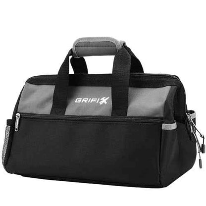 15 Inch Tool Bag, Wide Mouth Tool Storage Organizer with Large Pocket, Ergonomic Zipper & Soft Handle Heavy Duty Toolbag, Waterproof Cloth Tool Tote for Men Electrician Mechanic Carpenter