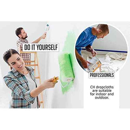 Canvas Painters Drop Cloth (Size 4 x 5 Feet - Pack of 1) - Pure Cotton Paint Drop Cloth for Painting, Curtains, Furniture & Floor Protection - All Purpose Thick Canvas tarp with Double Stitched Edges