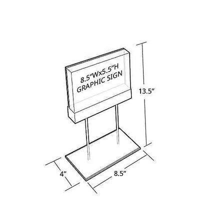 Azar Displays 104560 Elite Series Medium Acrylic Block Sign Holder, 8.5"" x 5.5" Graphic Size Pack of 1
