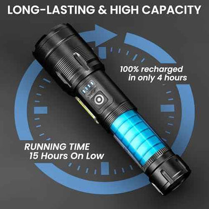 Rechargeable Flashlight 99000 High Lumens, Super Bright LED Flashlight with 7 Modes, Waterproof Powerful Flash Light for Camping, Home, Emerge¡ûcies (Black)