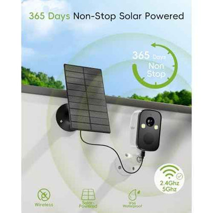 2K Security Cameras Wireless Outdoor, 2.4G/5G WiFi, Solar Camera Outdoor Wireless, Color Night Vision, Solar Powered, Motion Detection Spotlight Siren/2 Way Talk/IP66/Cloud/SD/Alexa