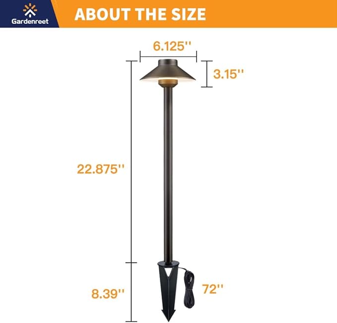 Gardenreet Solid Brass 12V LED Landscape Lighting Kit (12 Pack Path Lights) with 300W Low Voltage Transformer and Mechanical Timer and 250FT Wire and 50Pack Connectors for Outdoor Pathway Garden
