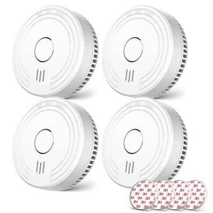 Ecoey Smoke Alarm Fire Detector with Photoelectric Technology and Low Battery Signal (Battery Include), Fire Alarm with Test Function for Home, Bedroom, FJ136GB, 4 Packs