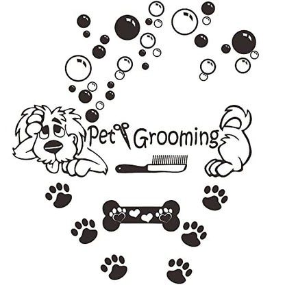 Dog Wall Decal Vinyl Sticker - Pup Paw Prints - Black - Waterproof - Custom Style - Animal Print - Indoor Use - 36x28 Inch (JWH169)