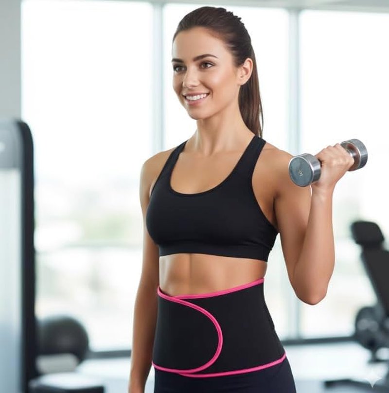 Unisex Sauna Waist Trimmer Belt - Ab Training & Toning Sweat Wrap | Adjustable 42" x 8" (Black with Pink Trim)