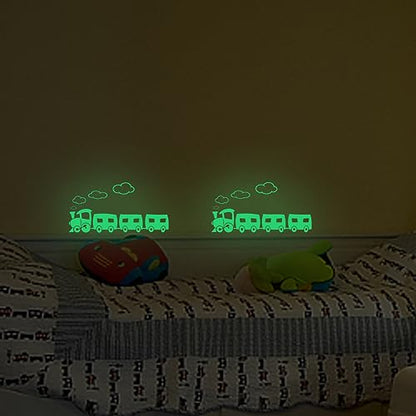 Train Decor,Glow in The Dark Stickers, Nursery Wall Sticker, 2 Pack Trains Wall Stickers for Kids Bedroom Decor