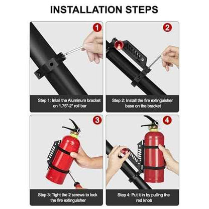 2PCS UTV Fire Extinguisher Mount Kits, Quick Release Roll Bar Fire Extinguisher Holder Fit for 1.75"-2" Roll Cage, Compatible with Polaris RZR/ Maverick Can Am X3/Kawasaki/Talon Pioneer