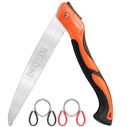 3PCS DWKFEOQ Folding Saw and Stainless Steel Cable Saws Set, 11.8 Inch Long Blade Hand Saws for Wood Camping, Dry Wood Pruning Saw With Hard Teeth, Quality SK-5 Steel