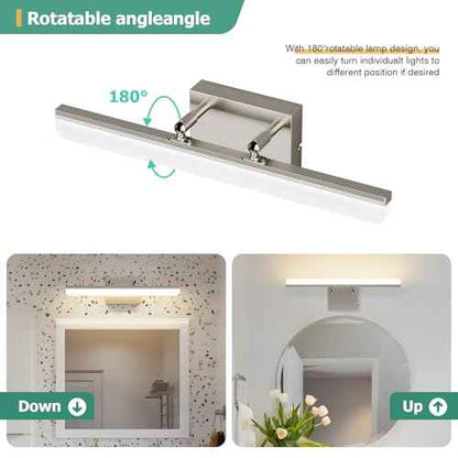 Brushed Nickel Vanity Light, 15.7¡± Dimmable LED Bathroom Light Bar with 5CCT, Adjustable Angle ? Modern Wall Lighting for Bathroom, Powder Room, Bedroom, Apartment, Hotel