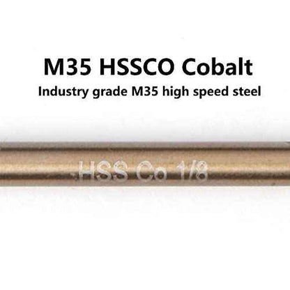 1/8" Cobalt Drill Bits(10PCS), M35 HSSCO High Speed Steel Double Ends Stubby Body Twist Drill Bit Set for Hardened Metal, Stainless Steel, Cast Iron, Plastic and Wood