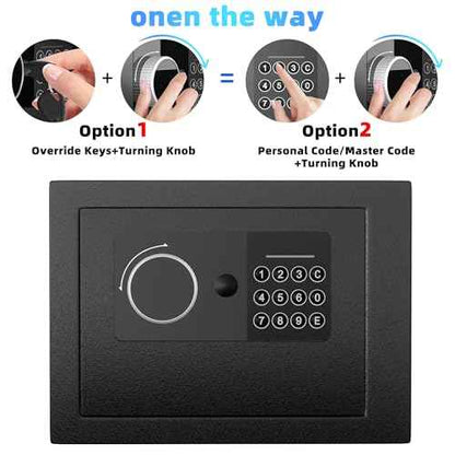 Digital Electronic Money Safe, Steel Security Lock Box with Keypad, Office Hotel Business Jewelry Gun Cash Safe, 0.23 Cubic Feet, 9.06" W x 6.69" D x 6.69" H£¨black£©