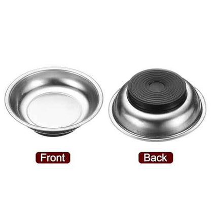 HARFINGTON 5pcs Round Magnetic Tray 4"x1" Stainless Steel Magnet Tool Tray Parts Holder for Socket Screw Nuts Bolts Pin Washers Metal Parts