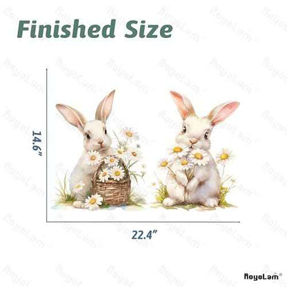 Bunnies and Daisies Wall Decals Removable Spring Animal Vinyl Stickers for Nursery Kids Bedroom and Playroom Decor Peel and Stick Rabbit Wall Art