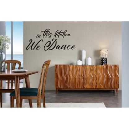 Funny Kitchen Quotes Vinyl Wall Decal,in This Kitchen We Dance Humor Removable Wall Sticker for Dining Room Kitchenware Restaurant Coffee Shop Station Farmhouse Decor