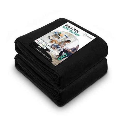 ZUPERIA Black Drop Cloth (9 x 12 Feet - Pack of 2) - Pure Canvas Drop Cloth for Painting, Curtains & Floor Protection Washable & Reusable Tightly Woven Paint Cover for Multipurpose use