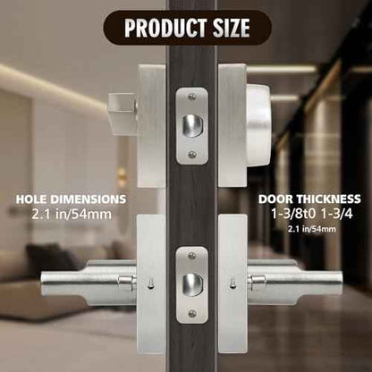 Front Door Handle Set with Deadbolt, Door Levers and Single Cylinder Deadbolt Set, Keyed Alike Heavy Duty Keyed Privacy Handles Locksets,(Satin Nickel,2Pack)