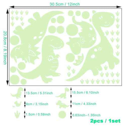 Glow in The Dark Stickers,2 Pack Dinosaur Stickers Decor for Boys Kids Bedroom,Wall Stickers for Living Room Decorations