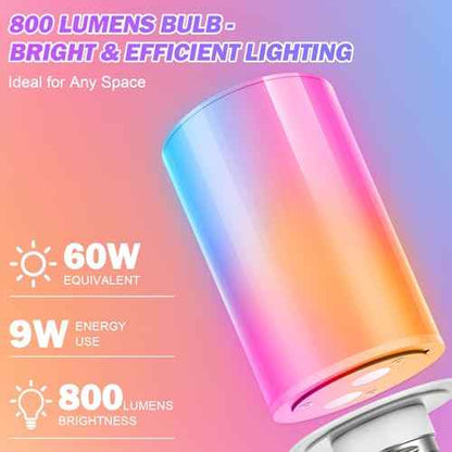 10000mAh Rechargeable Led Corn Light Bulb,Battery Operated Light Bulb with Remote Control, E26, 60W Equivalent, 800Lum, 3 Color Temperatures, 12 RGB, Emergency Lamp, 2PC