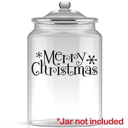 Merry Christmas Holiday Vinyl Lettering Wall Decal Sticker (3"H x 7"L, Set of 4, Black)