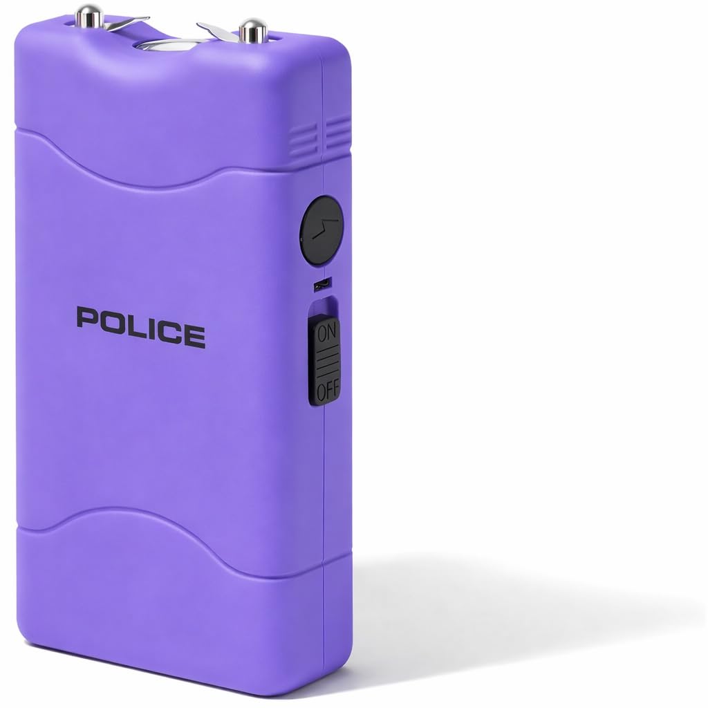 Police Stun Gun 800 Mini Rechargeable LED Flashlight Self Defense Purple