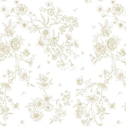 LiKiLiKi 17.3"x118" Peel and Stick Wallpaper Beige and Brown Flowers Leaves Butterfly Floral Wallpaper Self Adhesive Removable Waterproof Contact Paper for Bedroom Bathroom Cabinets Vinyl Roll