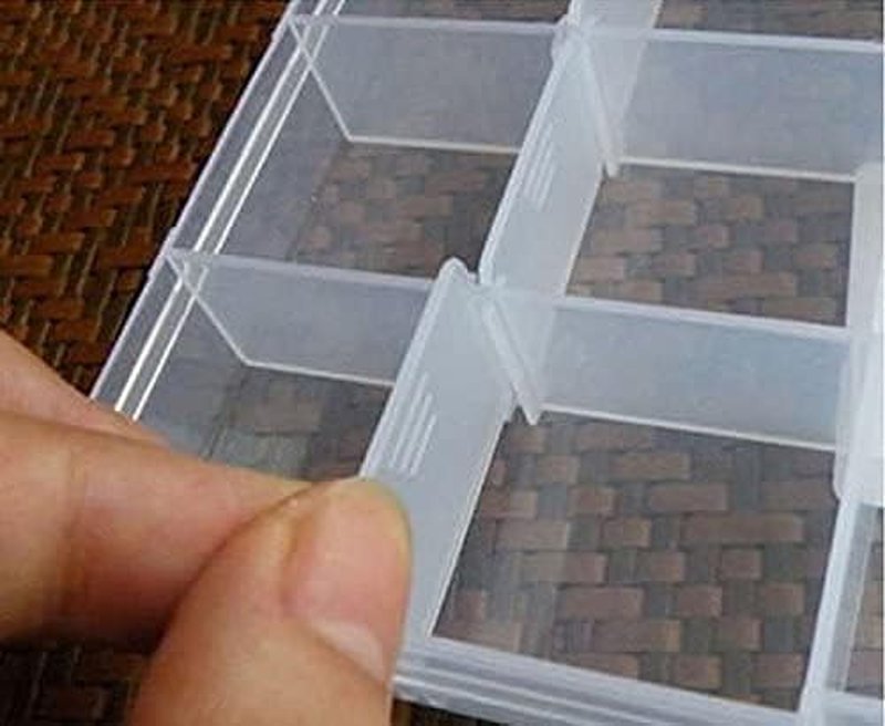 Jewelry Organizer Box - 4 Pcs Adjustable Clear Plastic Divider Storage | 10 Grids, 5" x 2.5", White