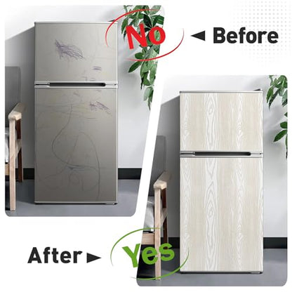 Thick Gold and White Wood Contact Paper Peel and Stick Wallpaper, Wood Grain Wallpaper for Countertops Cabinets, Waterproof Self Adhesive Removable Textured Vinyl Roll 15.7"x78"
