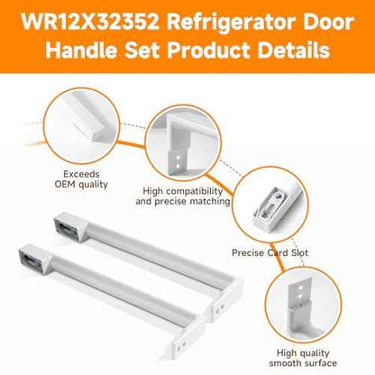 WR12X32352 Refrigerator Door Handle Set, Compatible with GE Handle Set (White), Refrigerator Door Handles Replacement Replace AP6985344 WR12X27039 WR12X21157 Refrigerator Handle