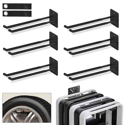 NACIAL 6 Pack Garage Storage System Hooks, Heavy Duty Wall Mount Tool Organizer, Chair Hanger Garage Storage Utility Hooks for Car Tires, Ladders, Chairs, Strollers, Power Tools, Garden Tools - 6 PACK