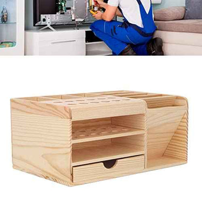 Fydun Repair Tool Organizer Synthetic Wood Strong Smoothly Edges Classified Storage Tool Parts Box Bamboo Screwdriver Organizer Rack Tool