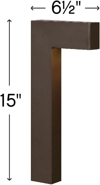 Hinkley Atlantis 15014BZ-LL Small LED Low Voltage Landscape Pathway Light - 12v, Dimmable, Aluminum, Safe for Wet Conditions, Etched Glass Lens, Wiring Kit & Ground Spike Included - Bronze Finish