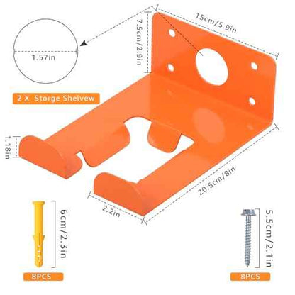 WeedEater Rack & Chainsaw Holder - Heavy Duty Garage Organizer Wall Mount for Grass Trimmer,Hedge Trimmer, Backpack Blower, Garden Tools, 2 Pack