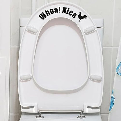 Funny Cock Toilet Stickers,Whoa Nice Sticker Decal,Prank Stickers,Waterproof Vinyl Wall Art Sign Decor,Removable Self-Adhesive Seat Quote Murals for WC Restroom Door Seat Decoration