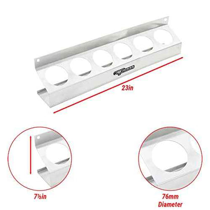 Pit Posse 302 Six Bottle Aerosol Spray Can Rack Shelf Holder 23" Caddy - Made in USA - Enclosed Race Trailer Garage Shop Storage Organizer Aluminum Storage Universal Mounting - 5 Yr Warranty (Silver)