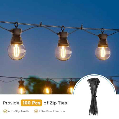 String Light Hanging Kit with 500FT Vinyl Coated Stainless Steel 304 Wire Rope Suspension Kit Included Enough Accessories with Turnbuckles and Hooks for Patio, Garden and Wedding Lighting