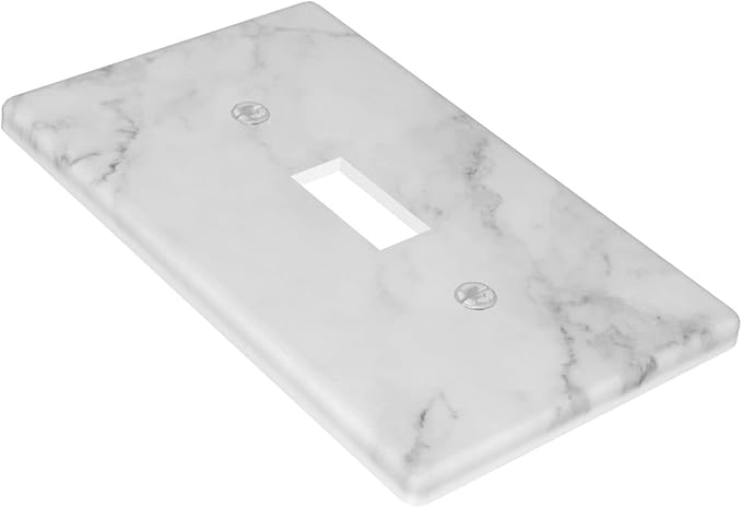 White Marble Pattern Light Switch Cover Decorative Single Toggle Wall Plate 1-Gang Art Print Faceplate for Kids Kitchen Home Room Decor 4.5" x 2.76"