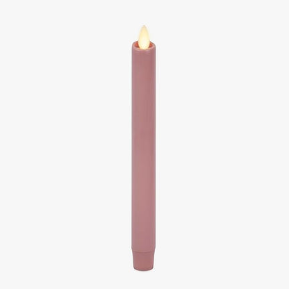 Luminara Flameless Candle Taper (1" x 9.5") Melted Top Real Wax Unscented Remote Ready Timer (Blooming Mauve)