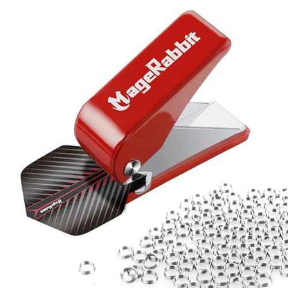 Dart Flight Hole Punch Tool, Dart Flight Hole Punch with 100 Metal O Rings, Dart Accessories Puncher for PET Flights,Dart Flight Punch Tool