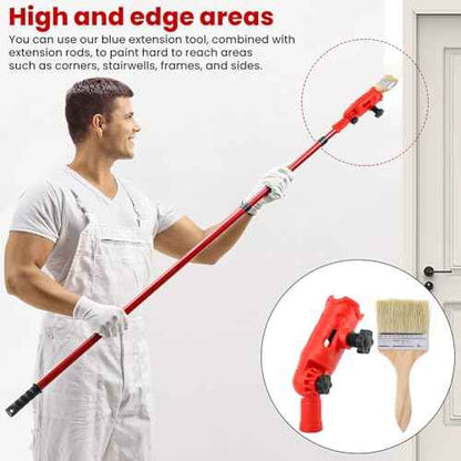 Multi-Angle Paint Brush Extender with Paint Brush, Extension Pole Attachments for Painting Roller Scraper, Paints Edger Tool for High Ceilings, Walls, Corner Painting Tool