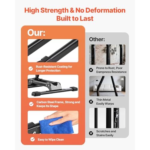 VEVOR Bike Rack, Fits 20 to 29 Inch Mountain & Road Bikes, Alloy Steel Rust-Resistant Bike Floor Stand Rack, Foldable Bicycle Stand for Entryway, Garage, Home Bikes Parking & Storage, 1 Pack, Black