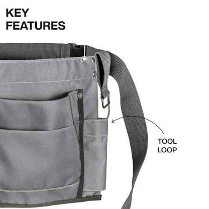 Klein Tools 21022 6-Pocket Tool Apron, Durable Duck Canvas with Riveted Seams, Adjustable 28-Inch to 46-Inch Length Work Belt, Removable Tape Measure Loop