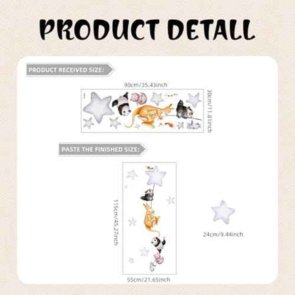 Cartoon Animal Star Wall Decals - Removable Nursery Decor, Self-Adhesive Wall Stickers for Kids Room, Easy to Apply & Remove, Playroom Decor for Baby Boys Girls Toddlers (Space, Jungle, Safari Theme)