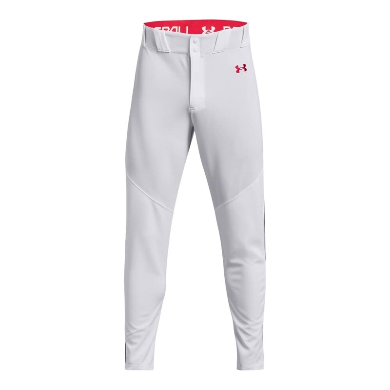 Under Armour Men's Utility Baseball Straight Leg Pant Pipe 22, (103) White/Red/Red, X-Large