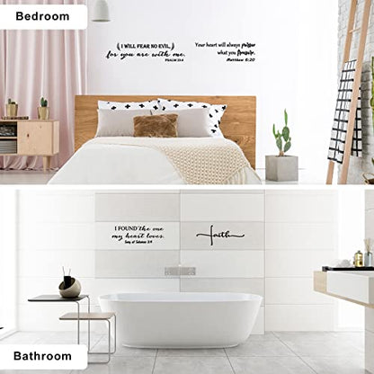 12 Styles Bible Verse Wall Decals Inspirational Decals Peel and Stick Vinyl Christian Stickers Prayer Wall Decor Butterfly Quotes Decor Art Sticker for Bedroom(Black)