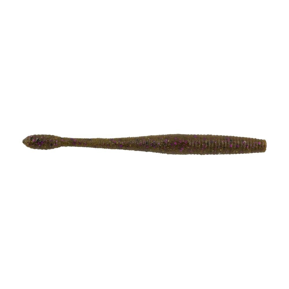 Berkley PowerBait MaxScent Fishing Soft Bait, Green Pumpkin Purple Fleck, 4 1/2"