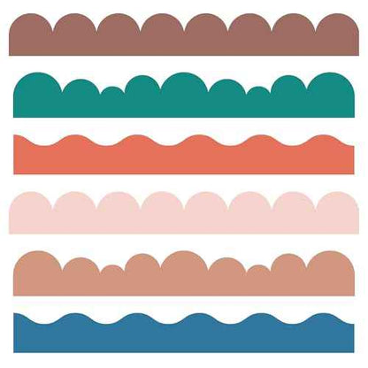 6 Pack Scalloped Border Stencils for Painting Large Pattern on Wall, Door, Window, Reusable Multi-Wave Border Edge Template for Scandinavian DIY Wall Painting D?cor Projects.