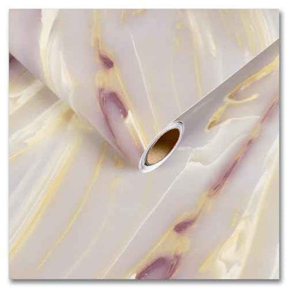 CRE8TIVE Matte Gold Pink Marble Contact Paper 12"x80" Liquid Marble Wallpaper for Kitchen Countertop Peel and Stick Wallpaper Removable Self Adhesive Vinyl Warp for Bathroom Cabinets Desks Table Tops