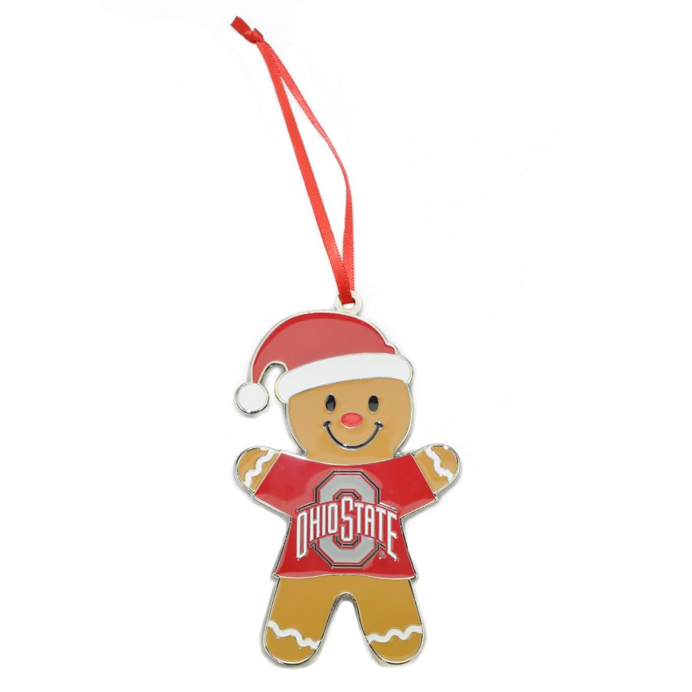 Ohio State Buckeyes Gingerbread Man Metal Christmas Ornament